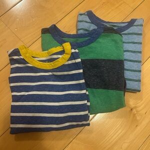 Set of 3 Primary Kids' Striped long sleeve Tees - Blue, Green, Yellow. EUC